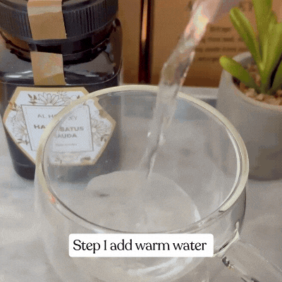 A video shows one way of using Al Honey Blackseed Honey